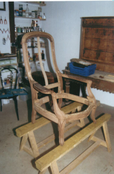 Restauration d'un fauteuil Voltaire en acajou